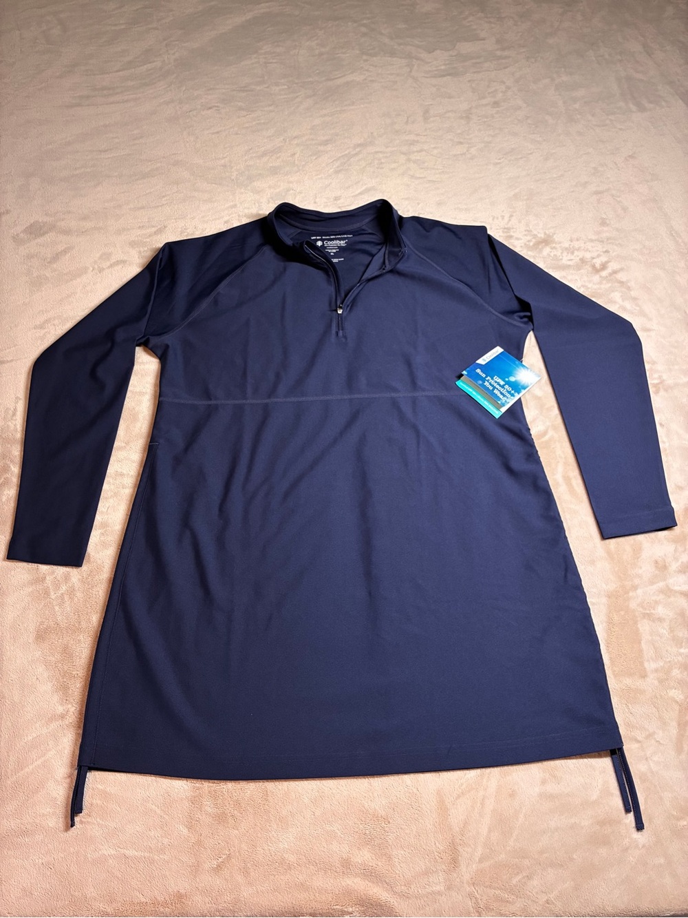NWT Coolibar Lawai Ruche Swim Shirt UPF 50+ Outdoor Beach Women’s XL Navy